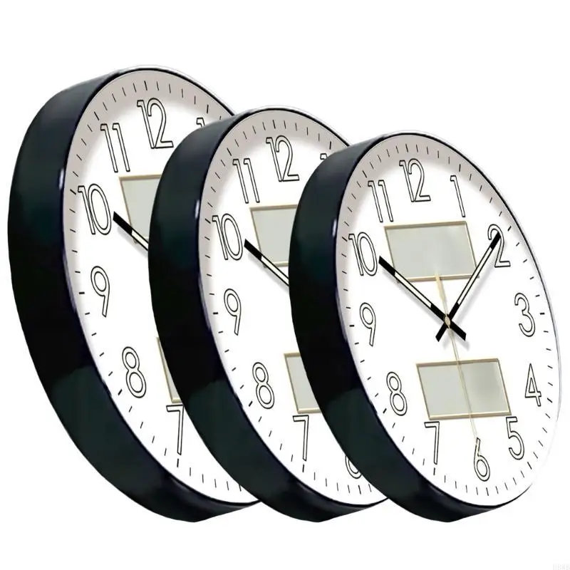 

H8WB Тихие настенные часы с дисплеем температуры и влажности, тихий механизм, батарея