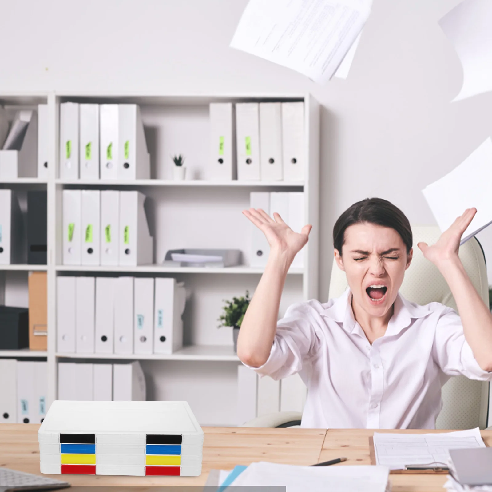 4pcs A5 File Box Transparent Document Holder Black Yellow Storage ganizer 24x17x2cm Stackable Plastic