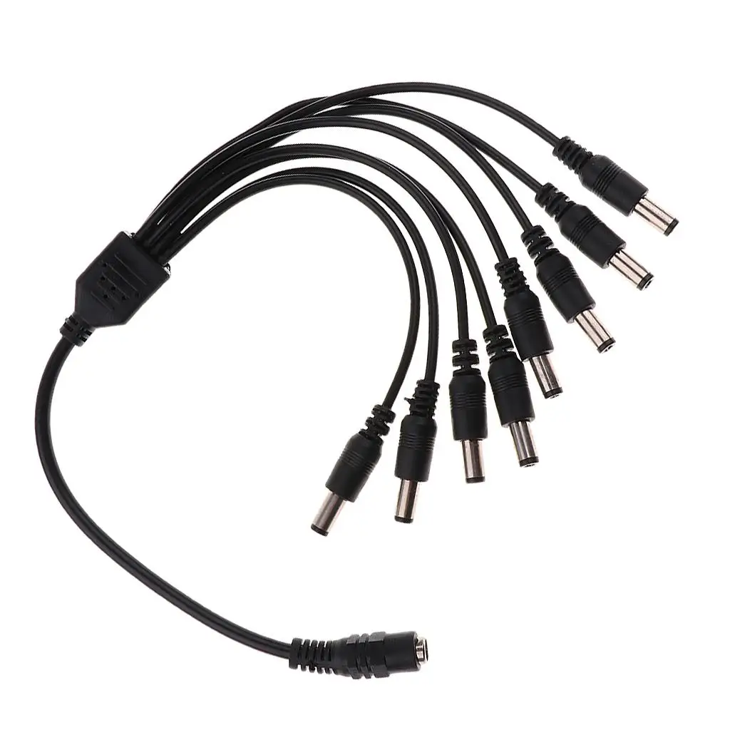 CCTV Power Wire Cable 8-port Splitter Black Copper Adapter for Camera DVR Energy Efficient Surveillance Installation