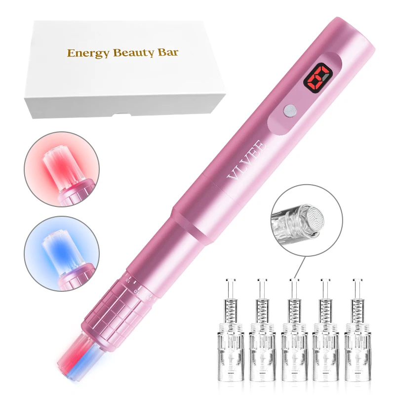 VLVEE Professional Facial Nano Beauty Pen With 10pcs Round Cartridges Skin care tools 6 Gears Adjustment For Women Home Use