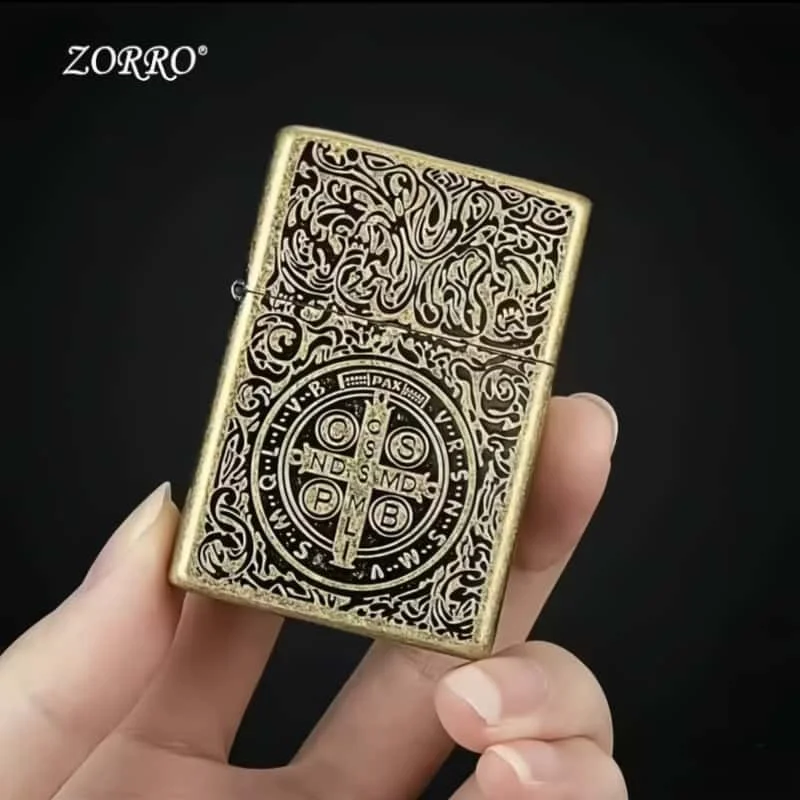 ولاعة الكيروسين المقاومة للرياح من زورو كونستانتين، ولاعة عجلة طحن قديمة الطراز منقوشة، هدية للرجال