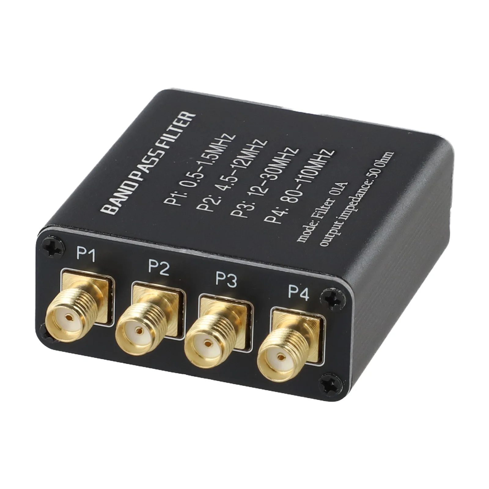 Radio Pre-Filter With 4-PASS BPF For Malachite 1Hz-300MHz 50 Ohm High Impedance Amp Female Socket Black Aluminum