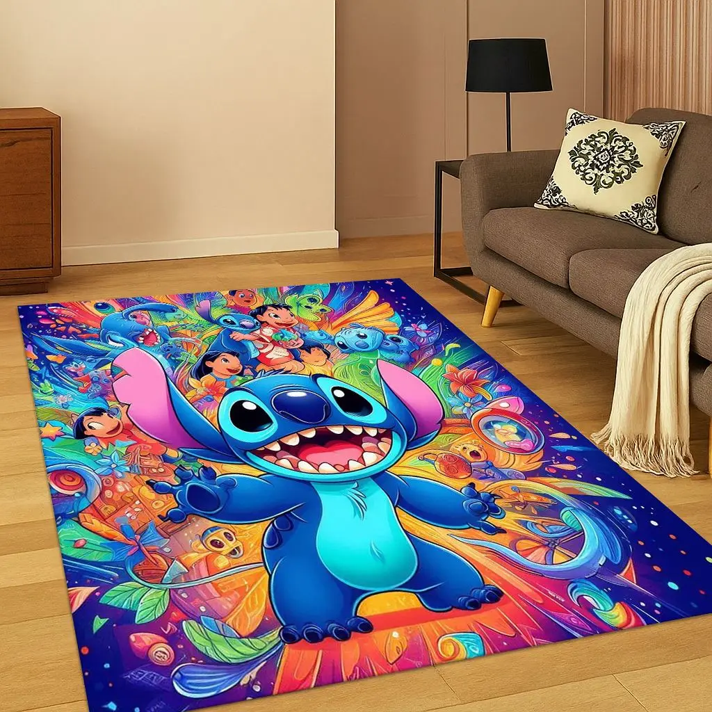

Disney Lilo & Stitch Monster Cartoon Cute Child Carpet Rug for Living Room Bedroom Playroom Decor,Non-slip Game Floor Mat Gift