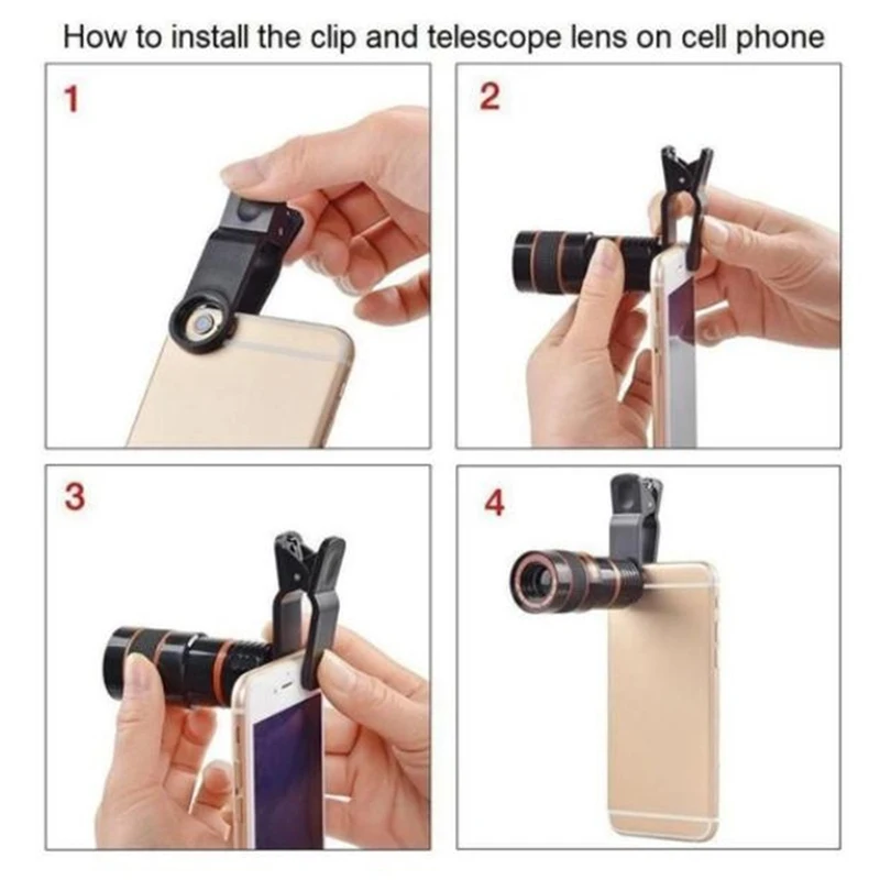 8X Long Focus Mobile Phone Lens 8x HD Zoom Monocular Phone Camera Len External Clip Phone Telescope