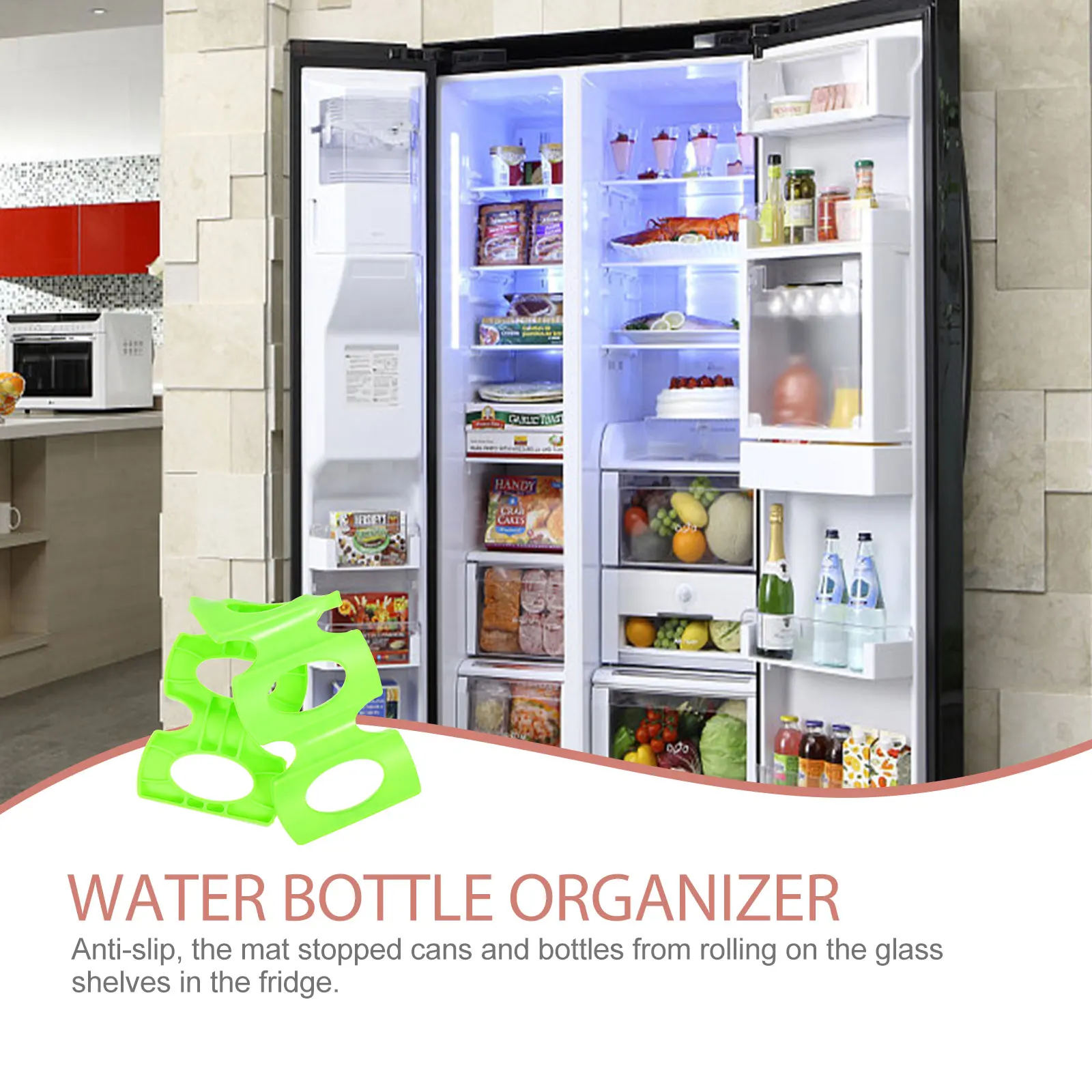

Silicone Fridge ganizer Bottle Holder Water Storage Rack Mat Anti Slip Can Stacker Shelf Silicone Can ganizer Pantry Garage