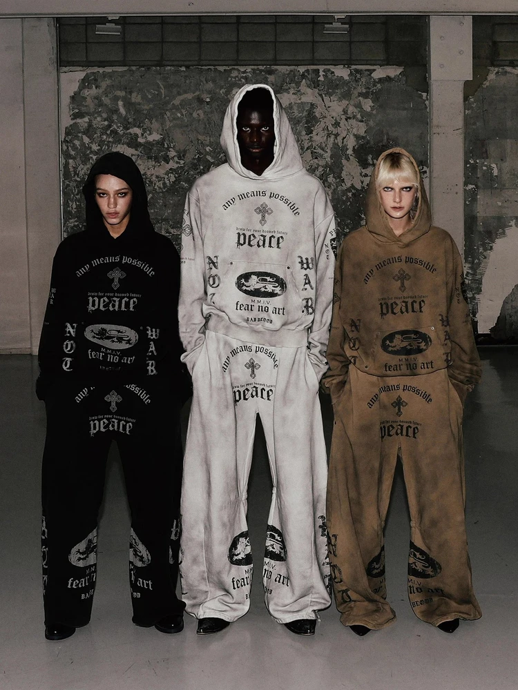 سترة بقلنسوة مطبوعة بأحرف أمريكية مصبوغة، سترة فضفاضة للشارع للنساء، كاجوال مريحة من القطن، معطف طويل Sve