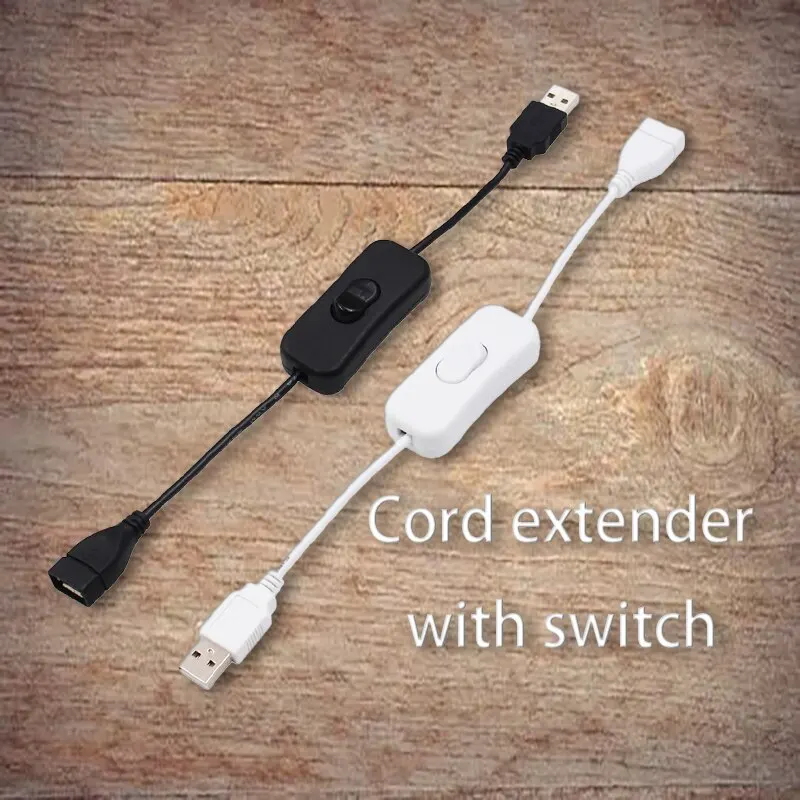 30CM DC Extended Extension Switch USB Cable With Switch Button Power Cord Long Life Lamp Charger Adapter