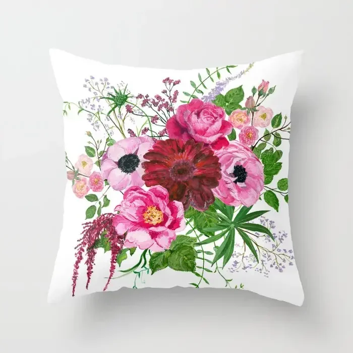 Bouquet printing Plush pillowcase，decorative pillow case for sofa cushion covers 40x40,45x45,50x50,60x60 30x50 40x60， Home