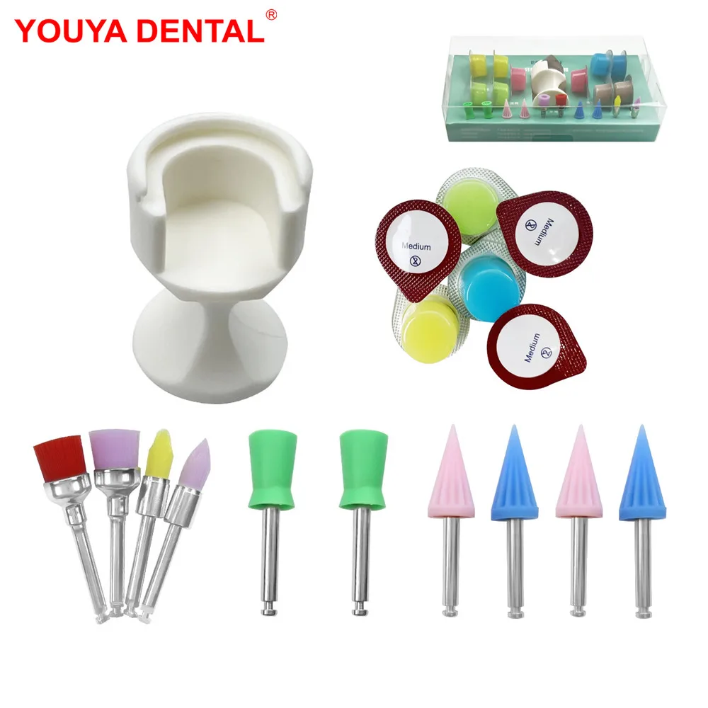 Teeth Whitening Tooth Polishing Paste Mint Jelly Fruity Flavor Prophylaxis Paste Dental Polishing Kit Brush Cup Dentist Material