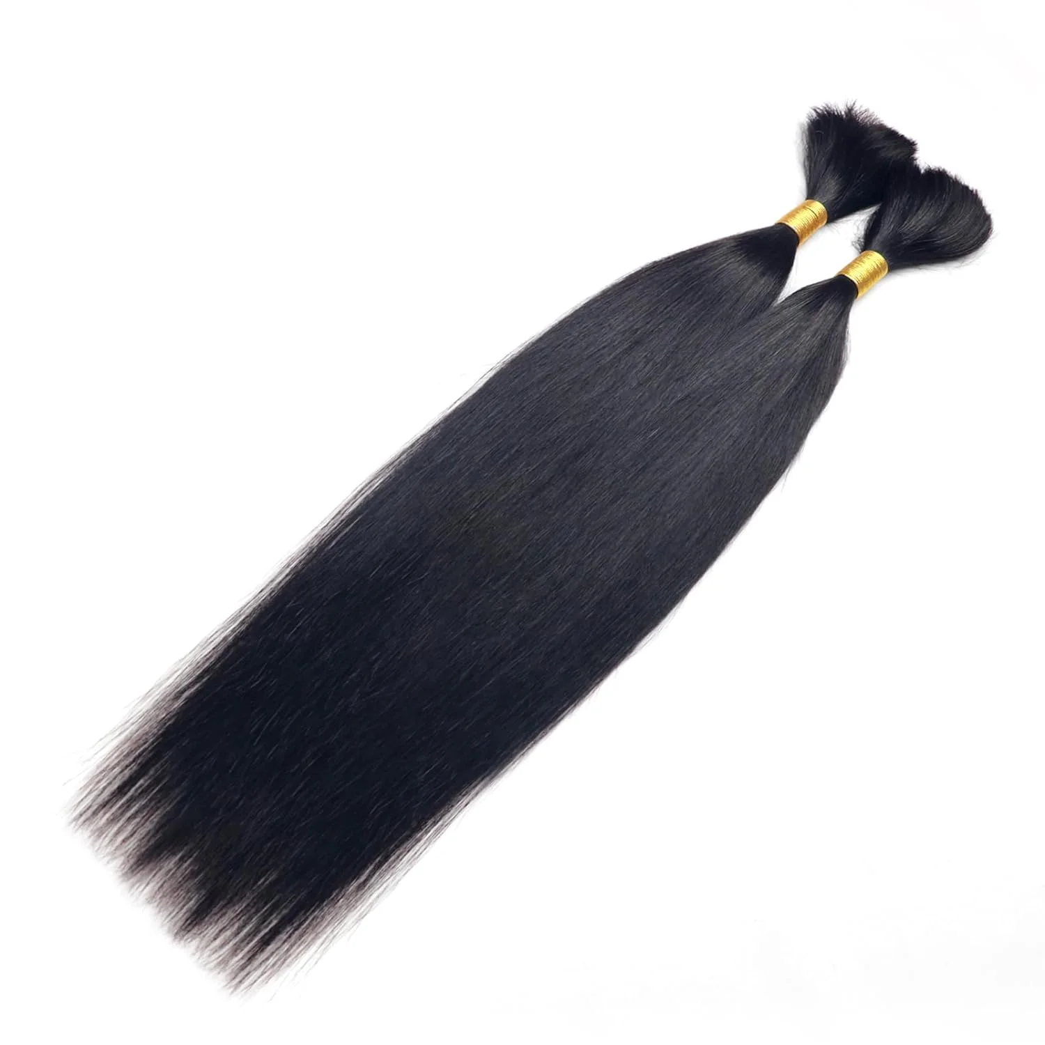 Extensões de cabelo humano em linha reta, 100% cabelo humano, cor preta natural, massa para trançar, sem trama, 50g