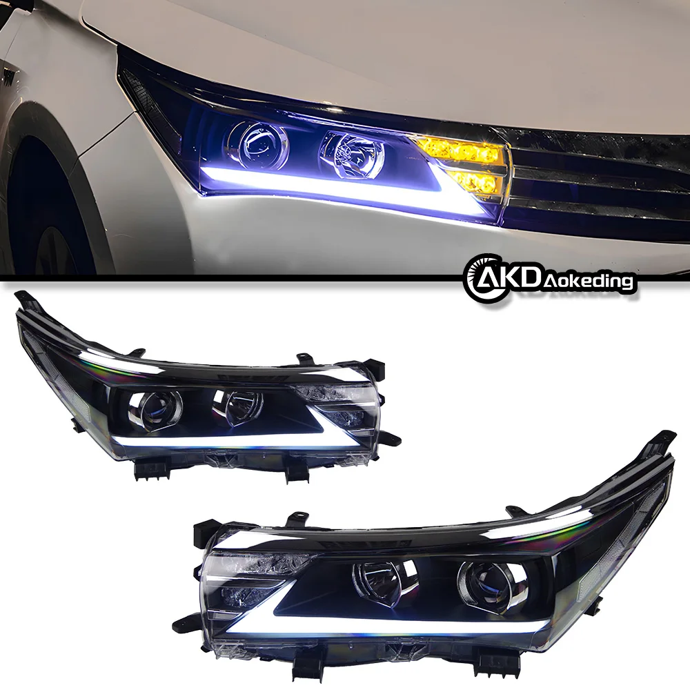 Auto Parts For Toyota Corolla Headlights 2014-2016 Corolla ES LED Head Lamp Signal Lamp Low Beam High Beam Car Lights Modified