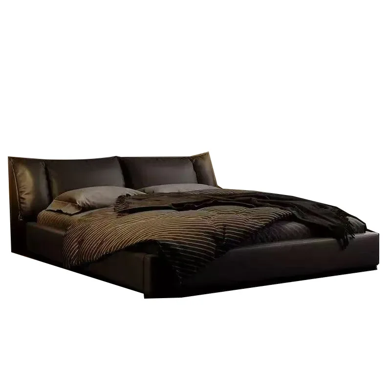 Modern simple style cowhide atmospheric 1.5-meter bed, light luxury big bed Italian master bedroom soft bed