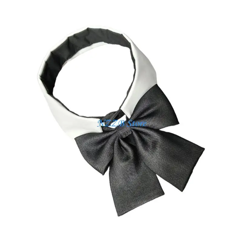 

T21F Fashionable Black Bowtie Faux Collar for Women Detachable Blouse Choker Neckwear