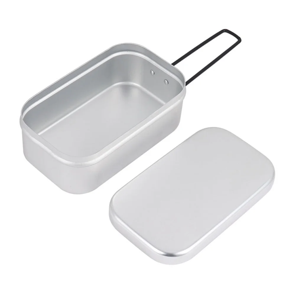 

Алюминиевый ланч-бокс со складной ручкой, портативный, устойчивый к ржавчине, легкий, для пикника, кемпинга, посуда