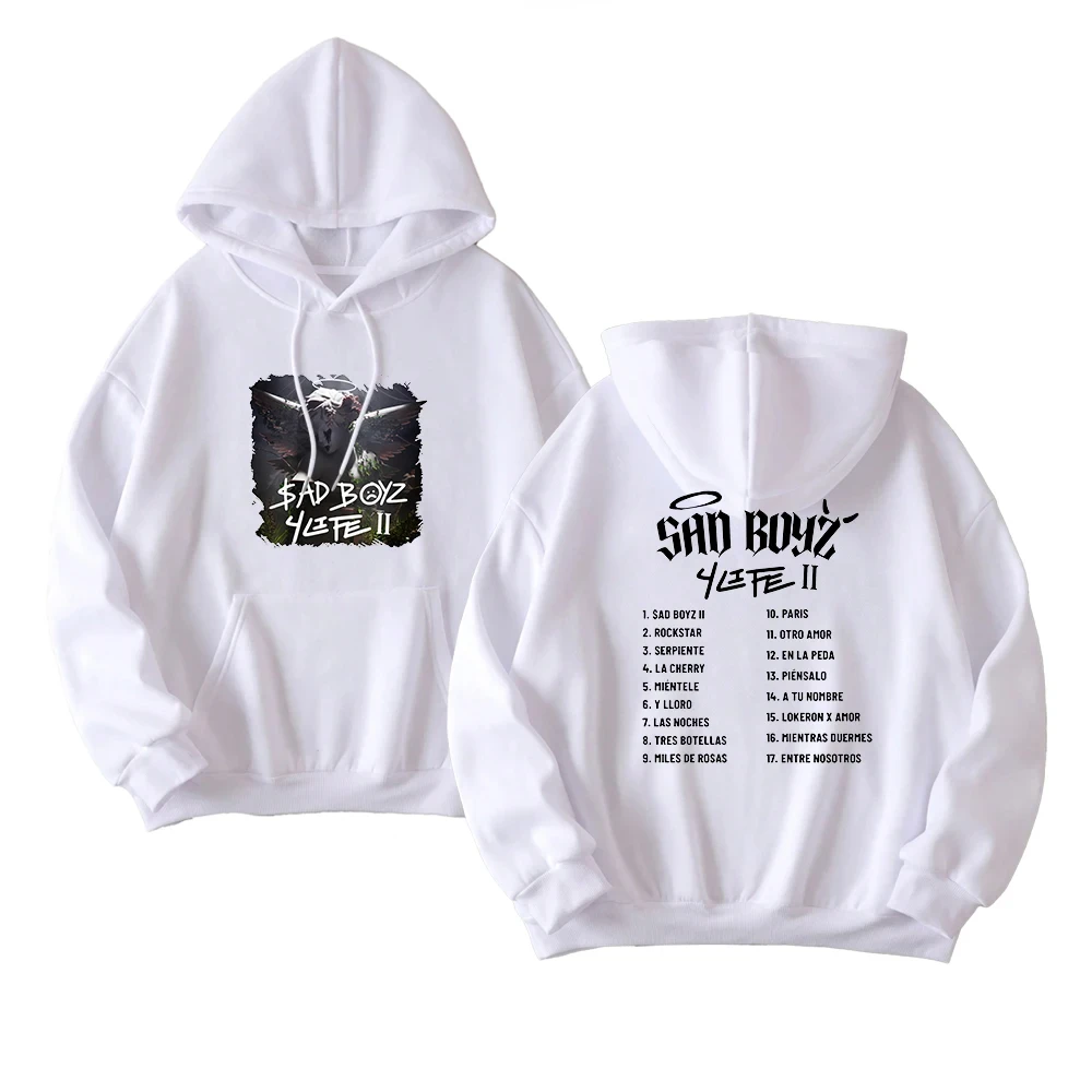 Junior H Sad Boyz Album Merch Hoodies Winter Hooded Sweet Streetwear Long Sleeve New Logo Sweatshirt Y2K