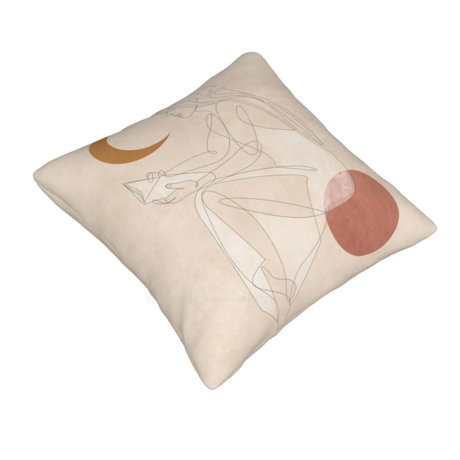 Woman With Vision Pillowslip Pillowcase Moon Sun Vision Female Illustration Plants Woman Earthy Abstract Minimalistic Boho