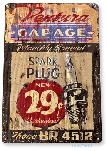 TIN SIGN Ventura Garage Plugs Station Spark Gas Oil Garage Auto Shop Bar B057 --Tin Sign