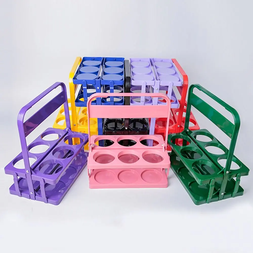1Pcs Plastic Basket Cup Organizer Beer Rack 6 Hole Foldable Beer Bottle Carrier Reusable Bar Beverage Display Drink Holder