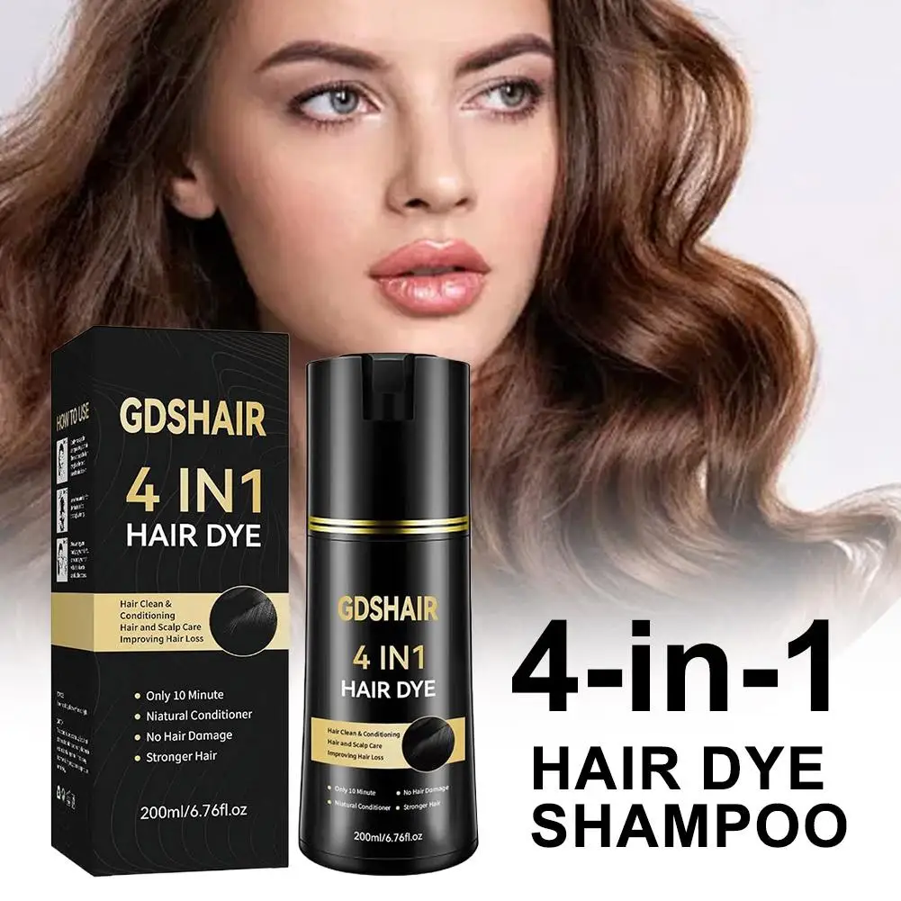 

200 мл шампунь-краска для волос 4 в 1, затемняющие волосы, мгновенный от серого до черного Polygonum Multiflorum, натуральный цветной чехол для мужчин и женщин ﻿