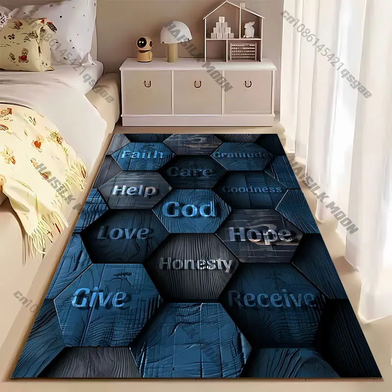 Faith hope love gratitude care carpet Yoga living room room decor children's crawling mat doormat area rug games mat