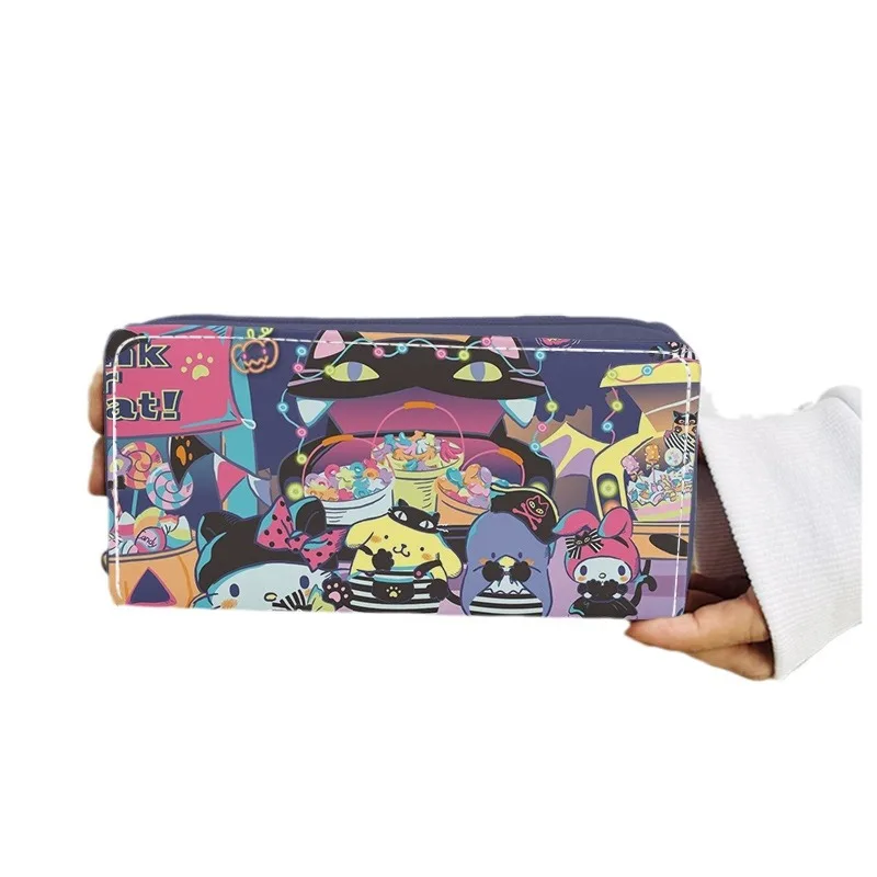 Sanrio Halloween Zipper Wallet HelloKitty, Kuromi Cinnamoroll, bonito de alta aparência moda, saco de embreagem de grande capacidade, presentes de férias