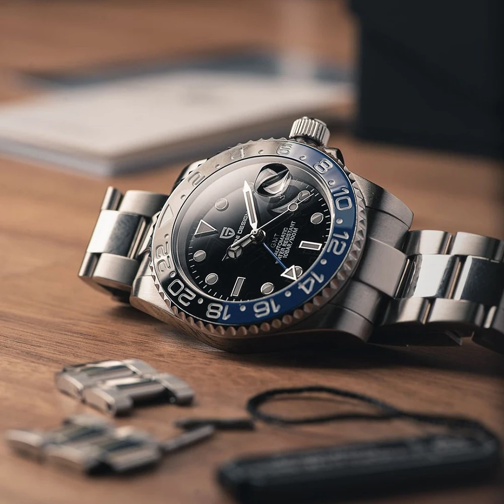 PAGANI DESIGN PD-1662 Luxury GMT Men Mechanical Wristwatch Sapphire Glass Stainless Steel 100M Waterproof Automatic Watches image 3