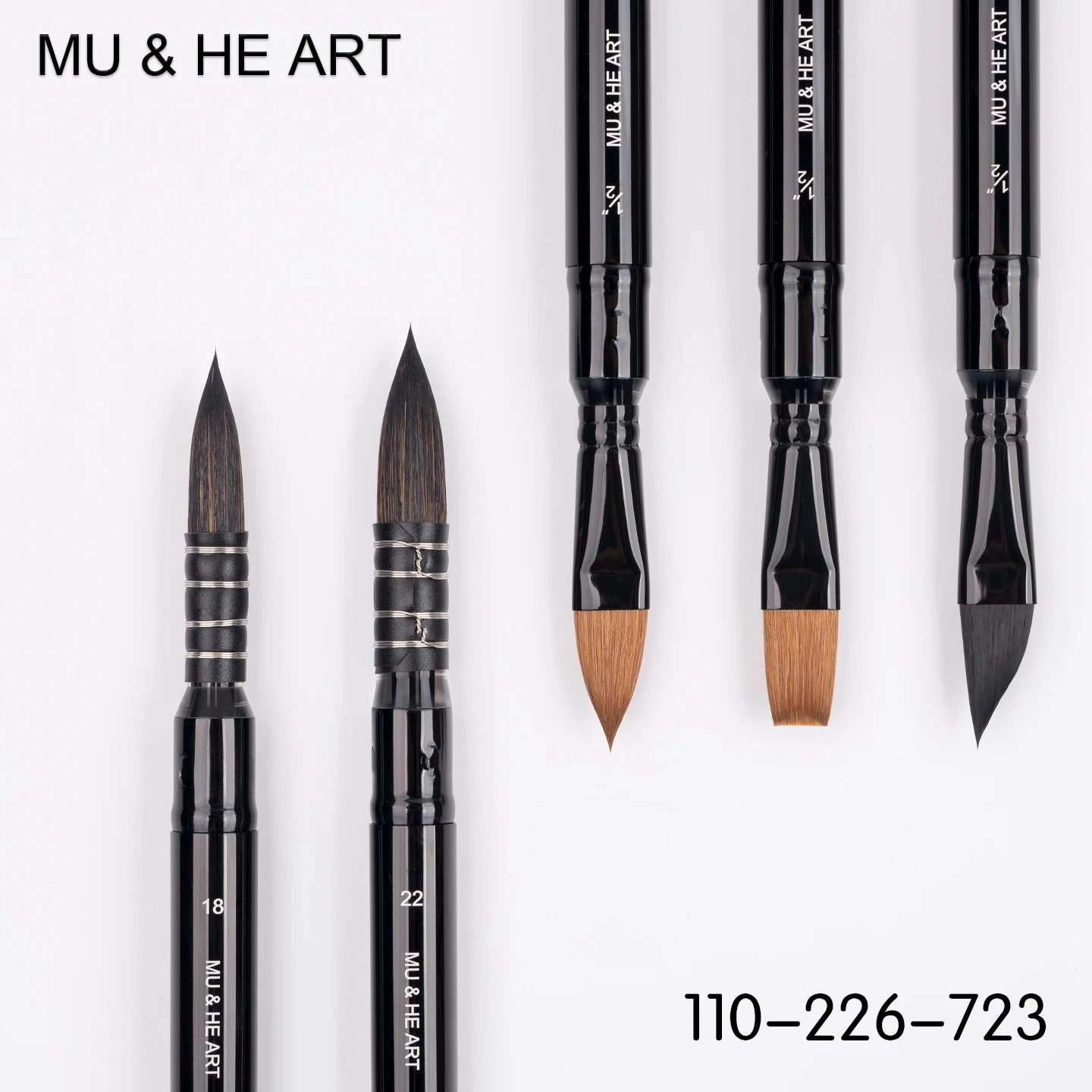 Large Size Travel Watercolor Brush Set, Kolinsky Sable Mixed Hair - Portable Big Mop, Slant, Flat, Cat Tongue & Round 110 for P