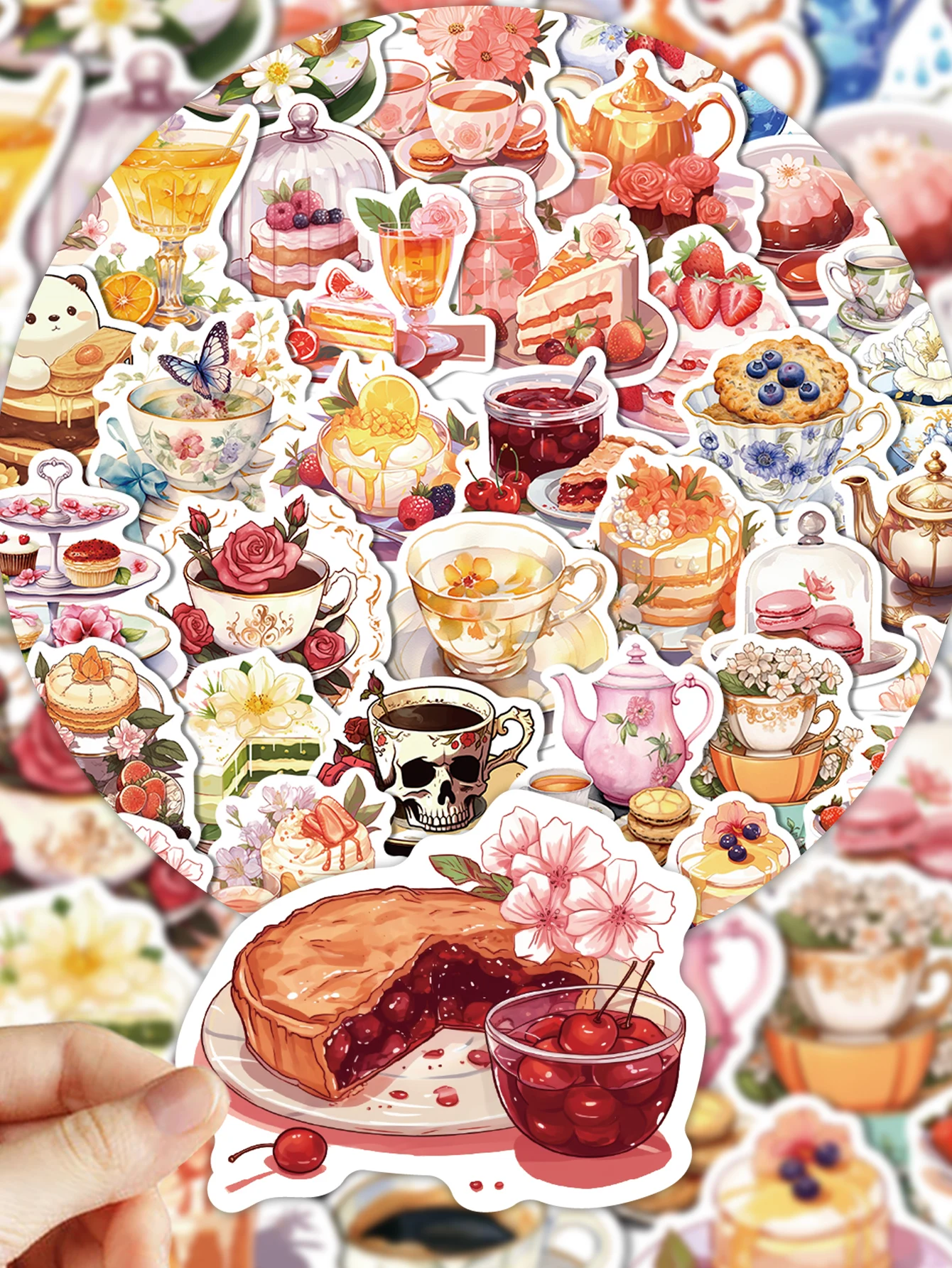 50psc Cute Afternoon Tea Cake Aesthetic Stickers INS Style Kawaii Decals Laptop Notebook Phone Stationery Sticker Kid Toys