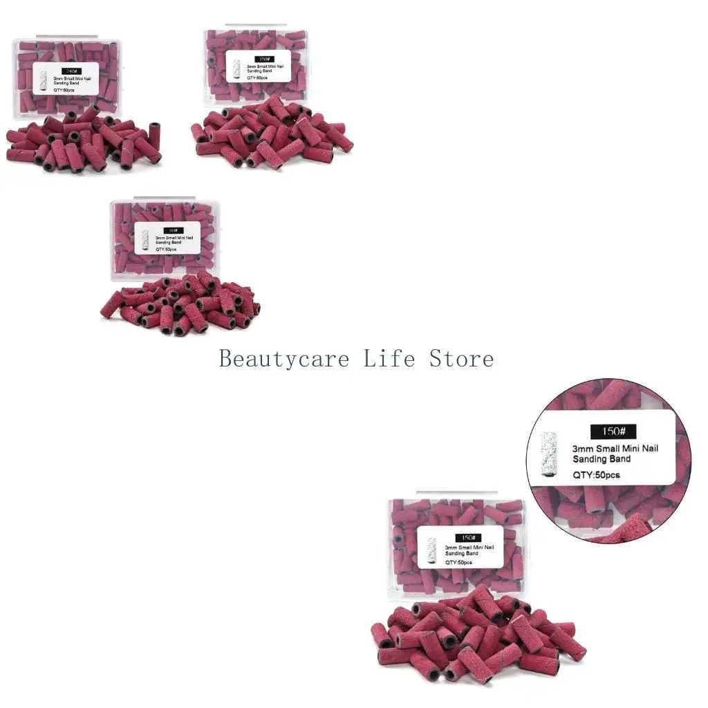 

652C Sanding Cap Bands For Manicure Drill Grinding Bit Files Pedicure Tool 50pcs