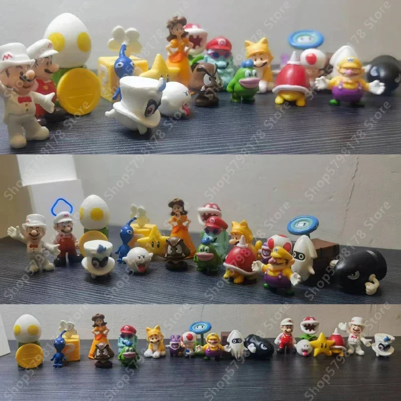 Figura de Anime de Super Mario, Mario, Luigi, Yoshi, Waluigi, adorno de muñeca de plástico, caja ciega, juguetes, calendario de adviento de navidad,