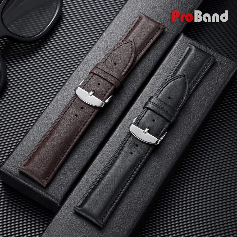 Leder-Uhrenarmband 12 13 14 15 16 17 18 19 20 21 22 23 24mm Armbänder Goldene Schmetterlings-Schnalle Weiches Armband Schwarz Braun Herren Handgelenksriemen – Detail 5