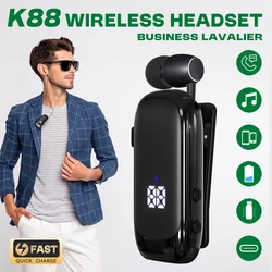 K88 Lavalier Business Bluetooth 5,4 auriculares tiempo de conversación/música 20 horas, pantalla Digital LED, auriculares inalámbricos con cancelación de ruido