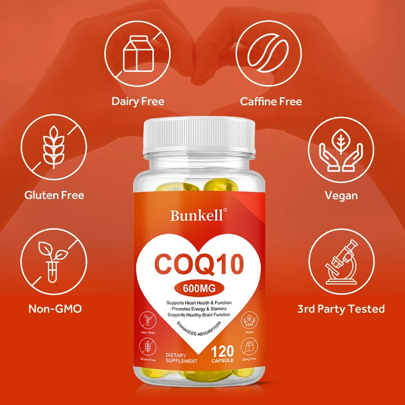 

COQ10 Коэнзим Q10 600 мг Вегетарийский безглютеновый способствует здоровью сердечно-сосудистой системы Сердце Обратите внимание на энергию