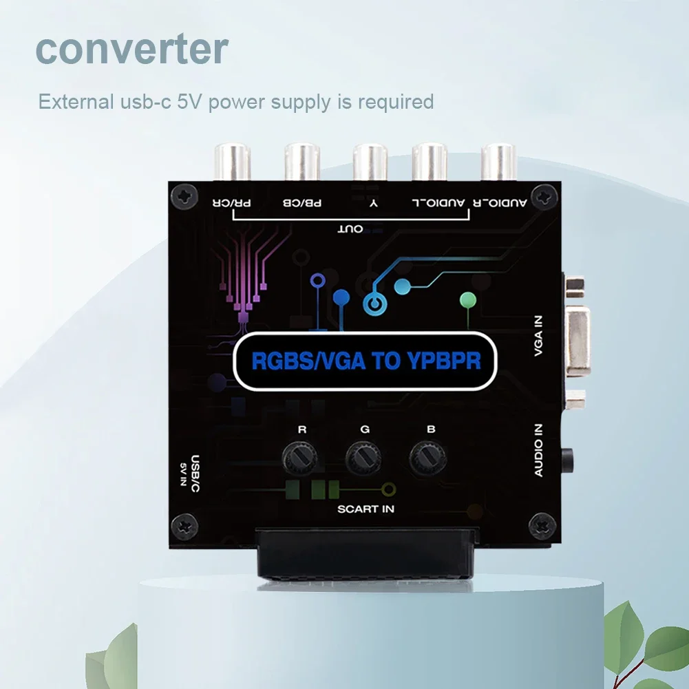 

Конвертер RGBS VGA SCART в YPBPR Регулируемая яркость цвета Видеоадаптер Конвертер компонентов RGBS в разницу цвета