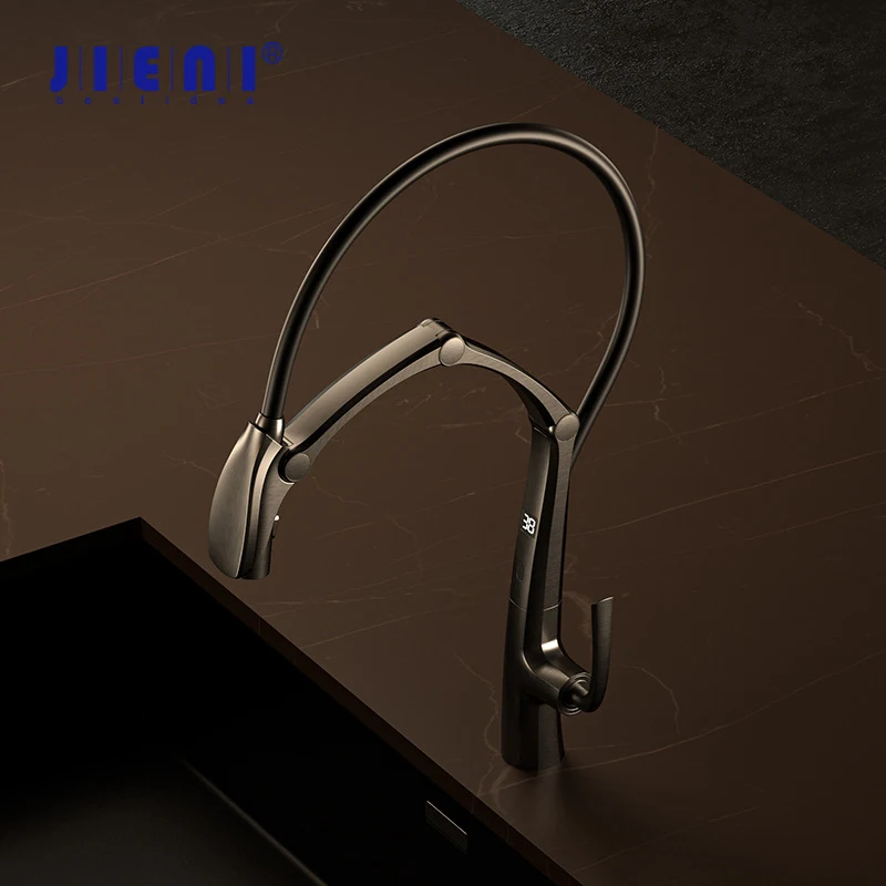 

JIENI Pull Out Kitchen Faucet Digital Display Induction 3-Function Spray Sink Faucets High-end Water Saving Hot Cold Mixer Taps
