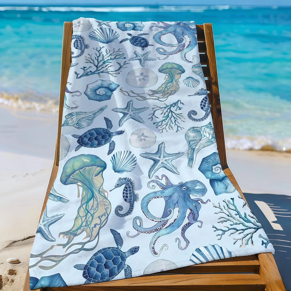 Ocean element Sea Turtle Fashion Blue Towel Quick Drying Beach Towels Are Suitable For Swimming Pools Camping Yoga And The Gym