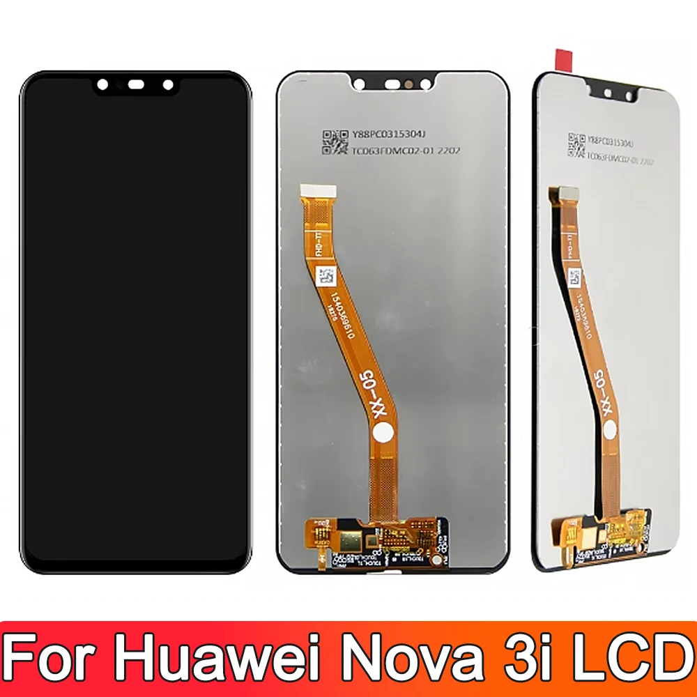 6.3 ''AMOLED สําหรับ Huawei Nova 3i INE-LX1 LX2 จอแสดงผลหน้าจอกรอบสําหรับ Huawei nova 3i จอแสดงผล LCD Touch Screen Digitizer