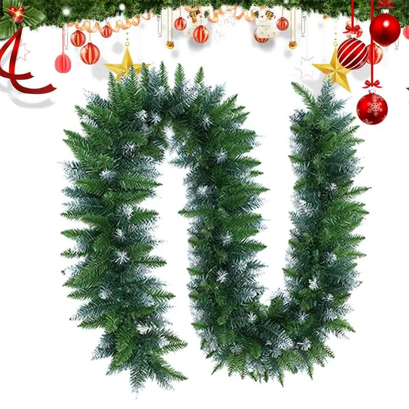 8.8ft PVC snowy cedar garland Snowy Greenery Garland Real Touch Christmas Garland Faux Indoor Christmas Green Pine Garland