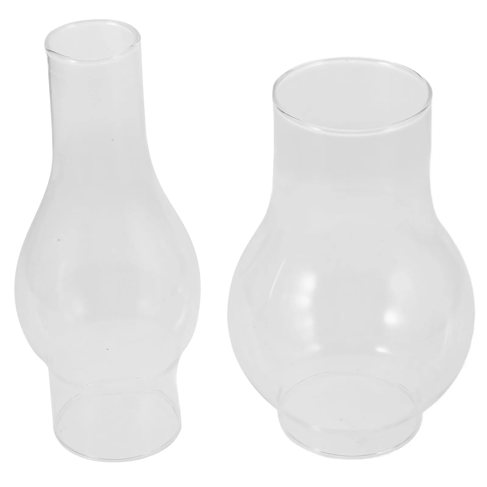 2Pcs Glass Lamp Chimney Shade Clear Oil Lamp Glass Cover Replacement Vintage Retro Windproof Home Decor Accessories
