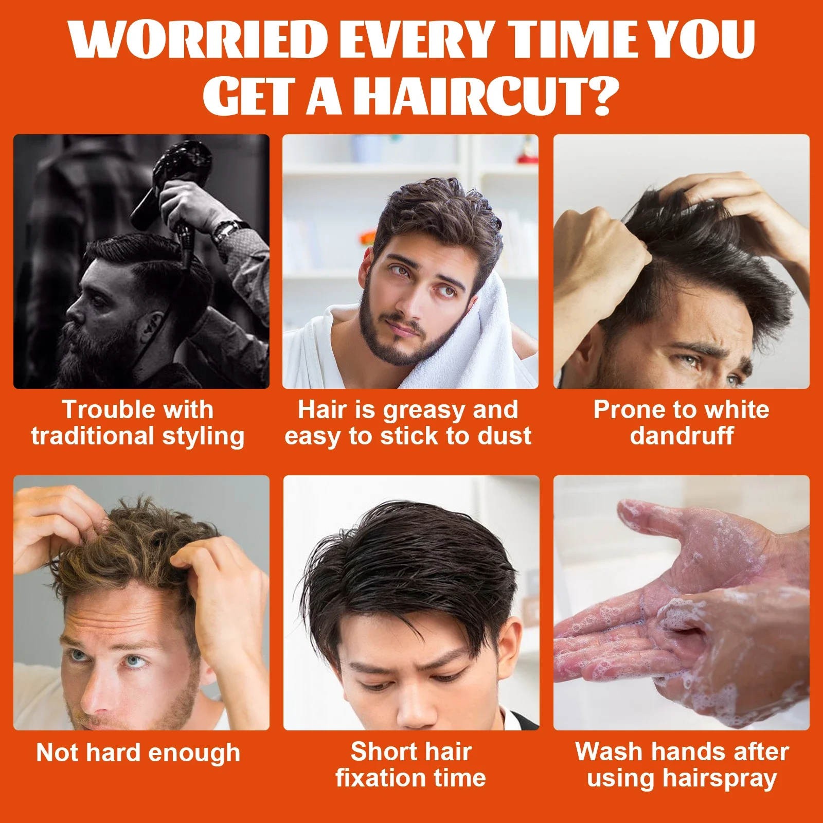 East Moon 2 in 1 Men Hair Wax Comb Long Lasting Fluffy Fresh Strong Hold Versatile Styling Hair Gel Edge Control Hair Care