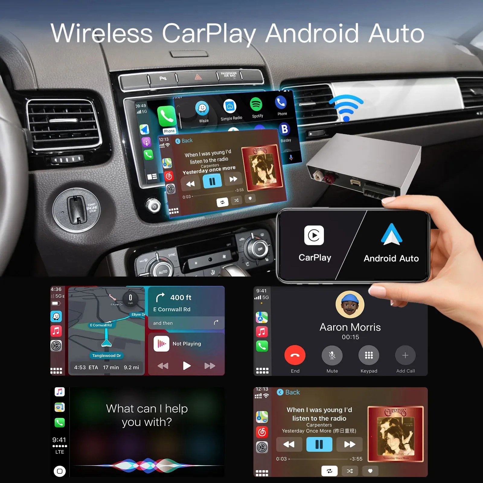 CarPlay wireless Android Auto for Volkswagen Touareg, 8 “ display, mirror, car playback, AirPlay limitation, RNS850, 2010-2018