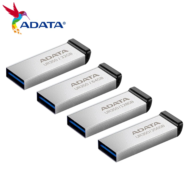 ADATA Metal USB 3.2 Pen Drive UR350 Original USB Flash Drive 32GB 64GB 128GB 256GB Memory Stick U Disk for Computer