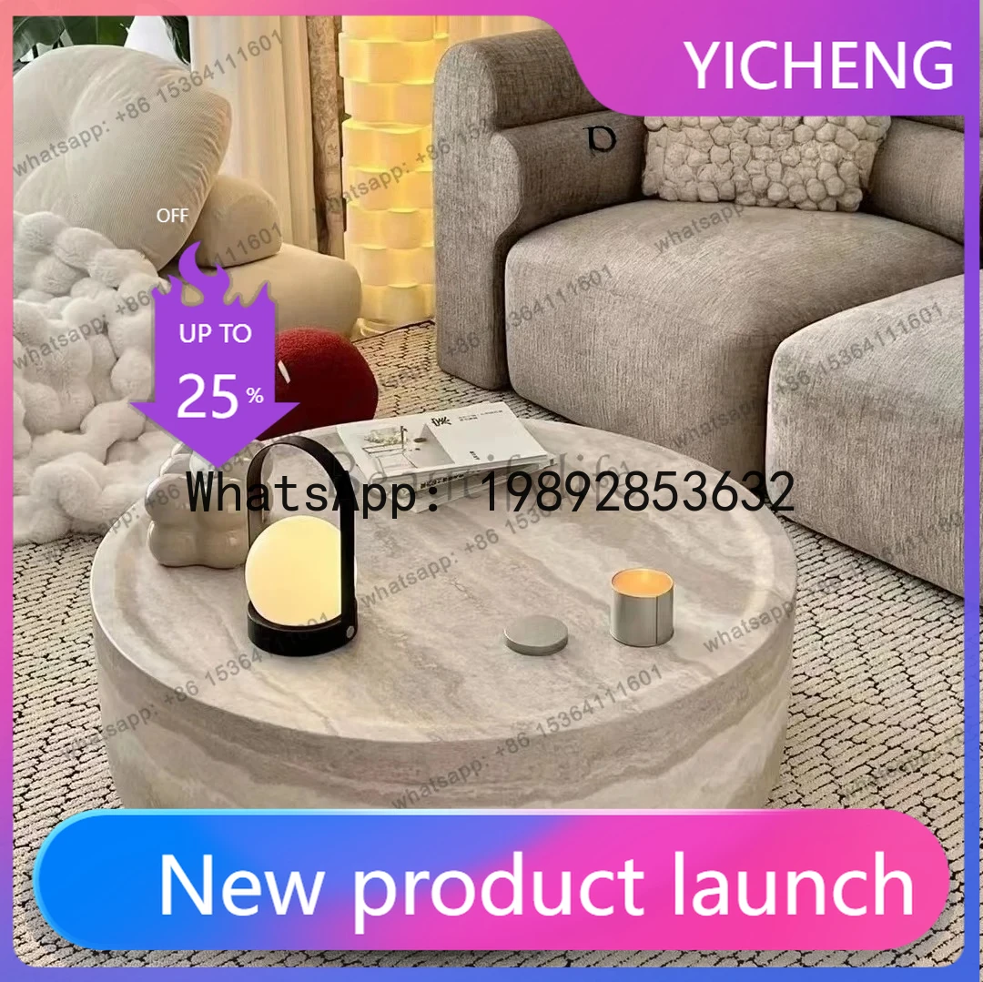 Art Centerpiece For Elegant Living Room & Airbnb Round Coffee Table - Premium Marble Tea Table, Designer