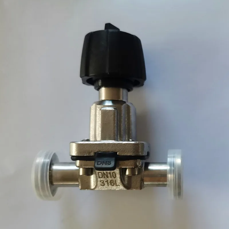 Valvole a sfera multi-stile con valvola a membrana sanitaria tipo T SS316 con controllo pneumatico manuale a gamba morta zero per l'acqua