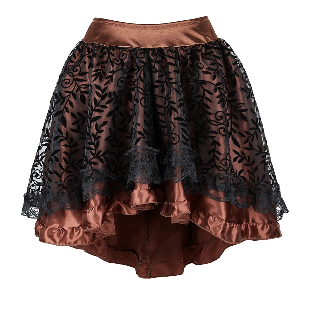 

Women Victorian Asymmetrical Ruffled Mini Skirts Vintage Corset Steampunk Gothic Skirt Costumes