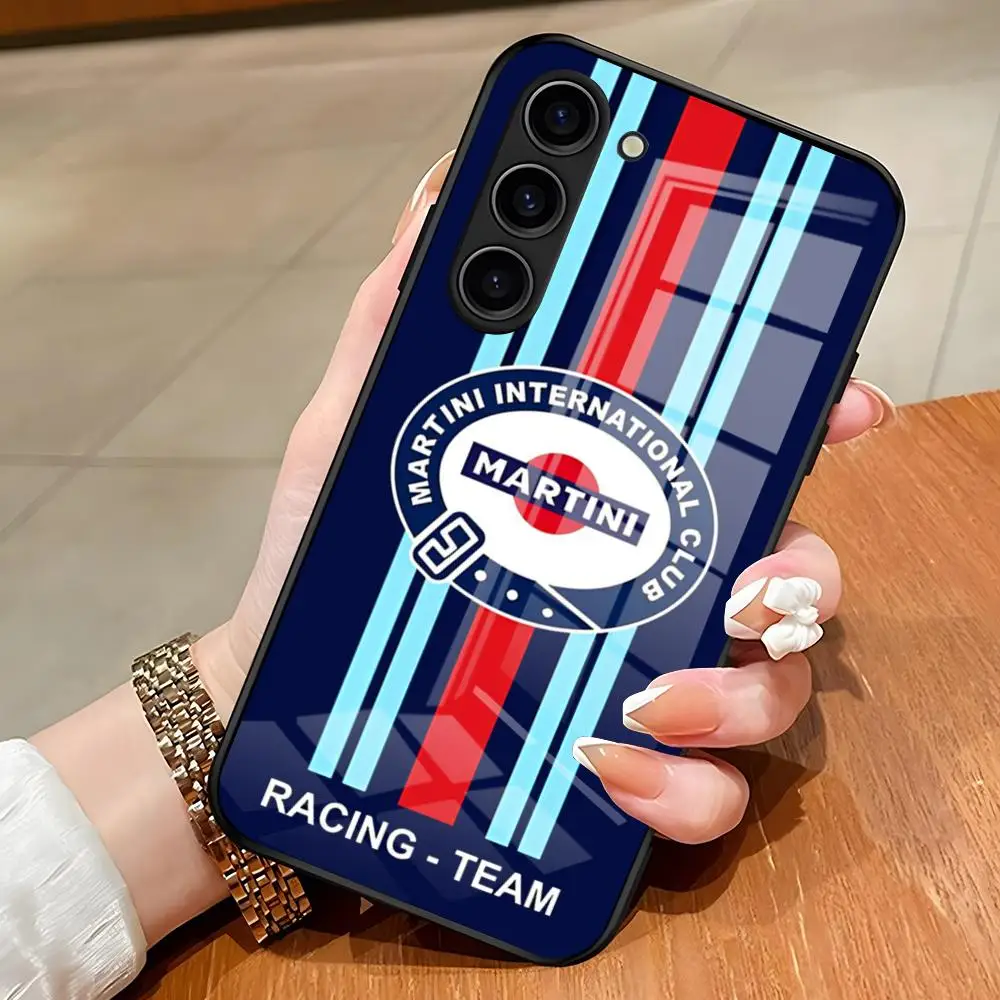 Etui na telefon z logo Racing M-Martini dla Samsunga S25 Edge Ultra S23 S22 S21 S20 Ultra Plus S24 Fe A54 A53 A25, szklane etui — zdjęcie produktu 6