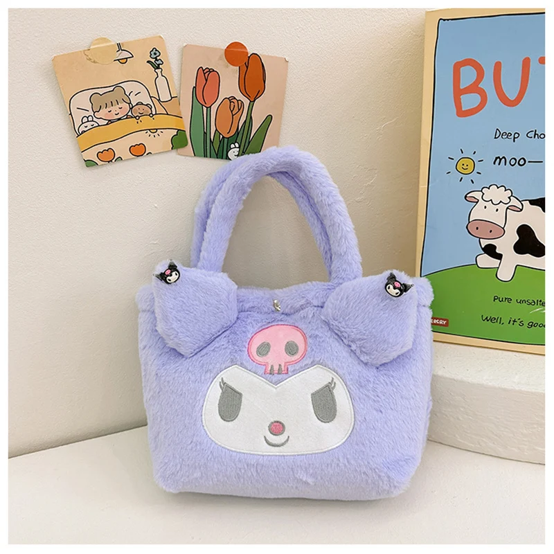 Neue Kawaii Sanrio Plüsch Tasche Kuromi Cartoon Anime Handtasche Nette Lagerung Tote Geneigte Schulter Tasche Taschen Frauen Mädchen Geburtstag Geschenke