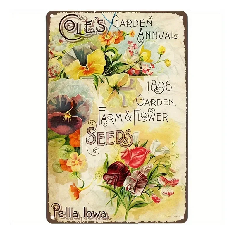 Vintage tuinplanten thema metalen blikken bord retro zonnebloem kamerplant wanddecoratie voor huis patio tuin tuinieren rustieke ijzeren P