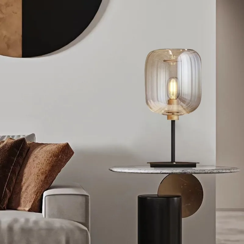 

Nordic Minimalist Glass Desk Lamp Study Room Creative Bedroom Exhibition Hall Light Luxury Italian Designer Modern Hotel Lamp