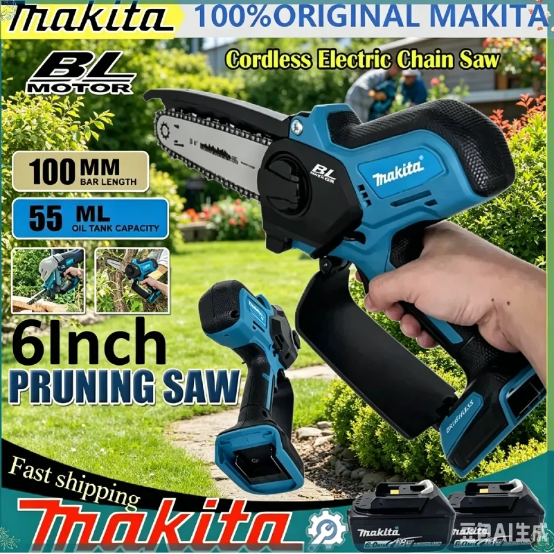

Makita High Performance 18V Battery Compatible Makita 6 Inch Mini Chainsaw For Garden Branch Trimming Cutting
